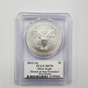 2012-S American Silver Eagle First Strike San Francisco John Mercanti PCGS MS70